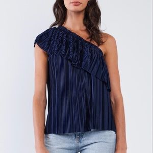 Sale! Navy Asymmetrical Top